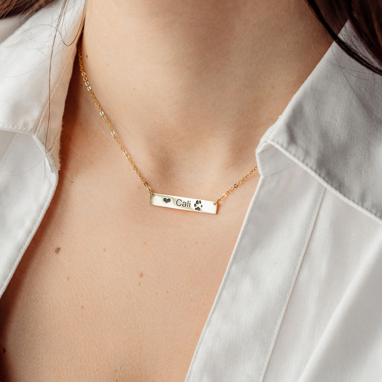 Custom Paw Bar Necklace