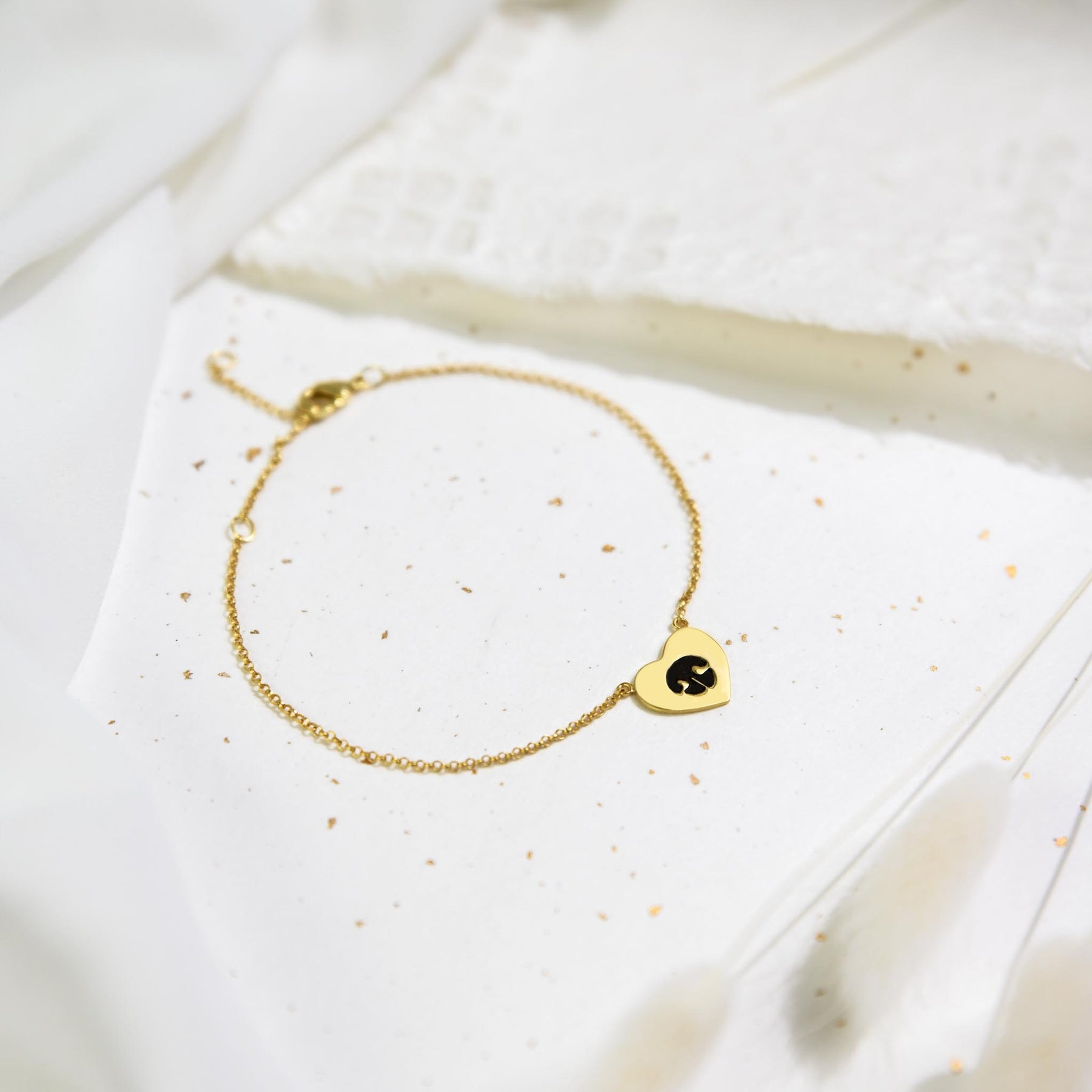 Double-Sided Custom Paw Heart Bracelet