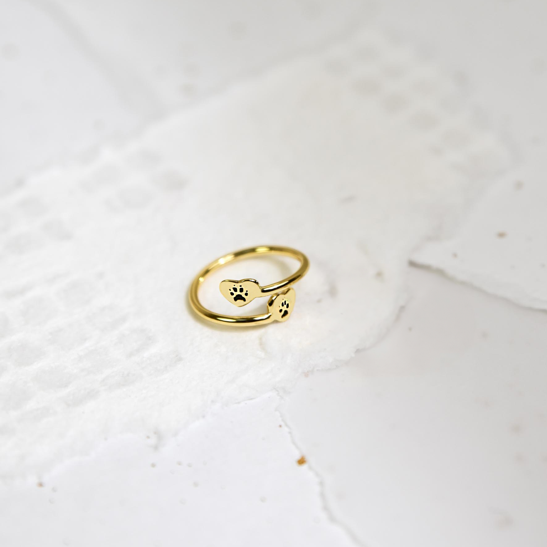 Custom Paw Double Heart Ring