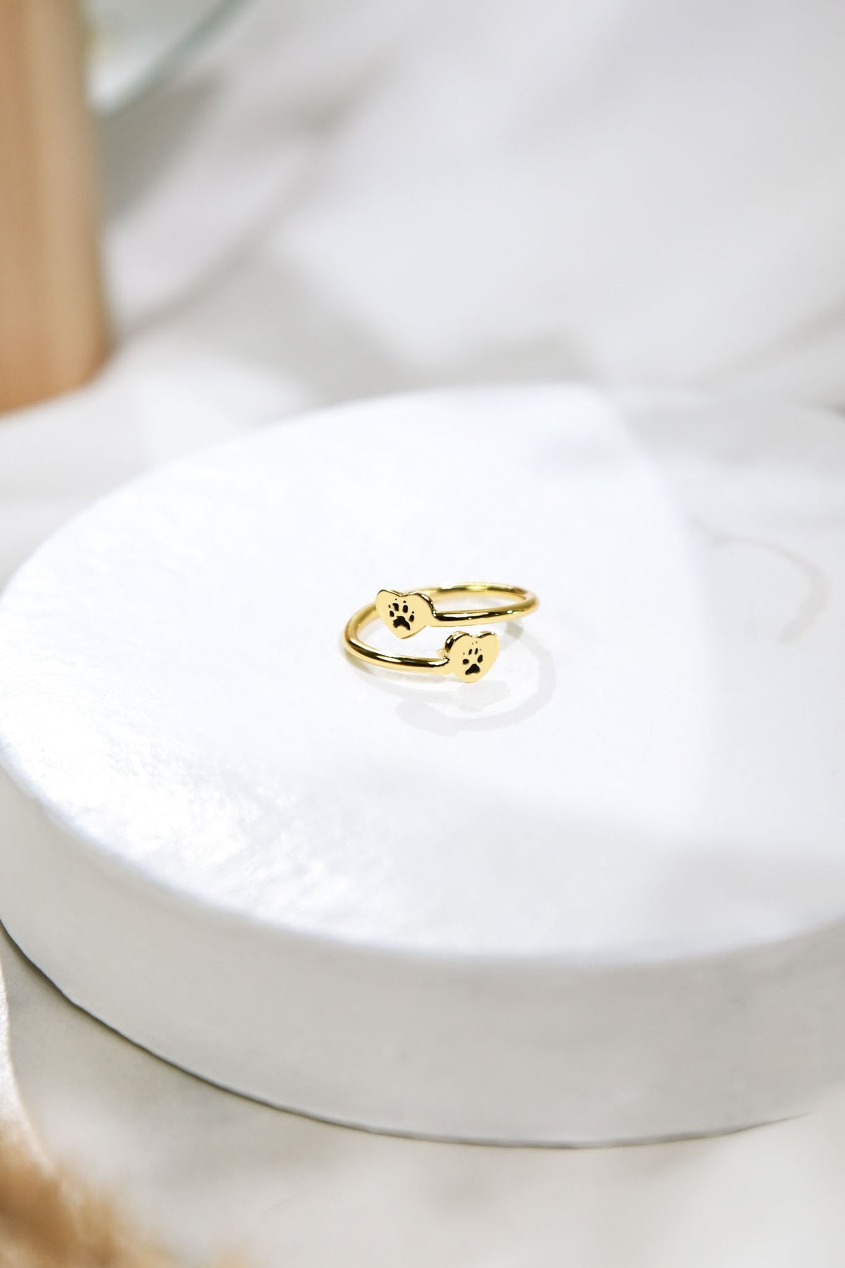 Custom Paw Double Heart Ring