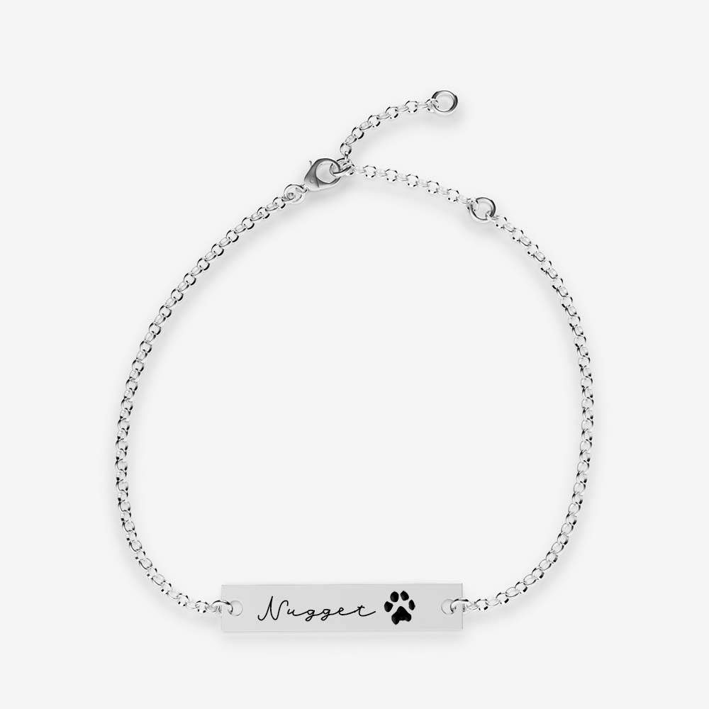 Custom Paw Bar Bracelet Bracelet Custom Paw Jewelry Sterling Silver 6''/15.2cm