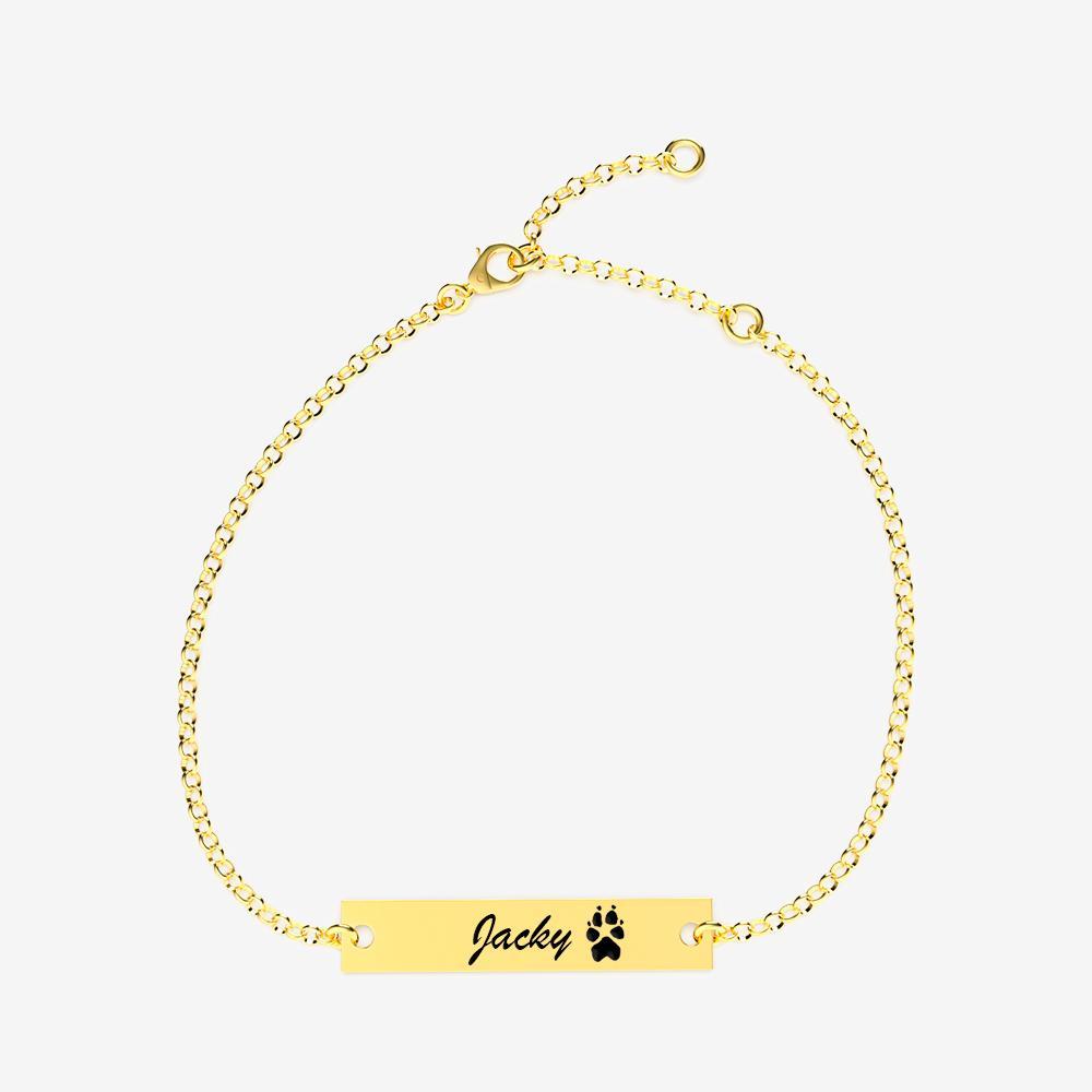 Custom Paw Bar Bracelet Bracelet Custom Paw Jewelry 18K Gold Vermeil 6''/15.2cm