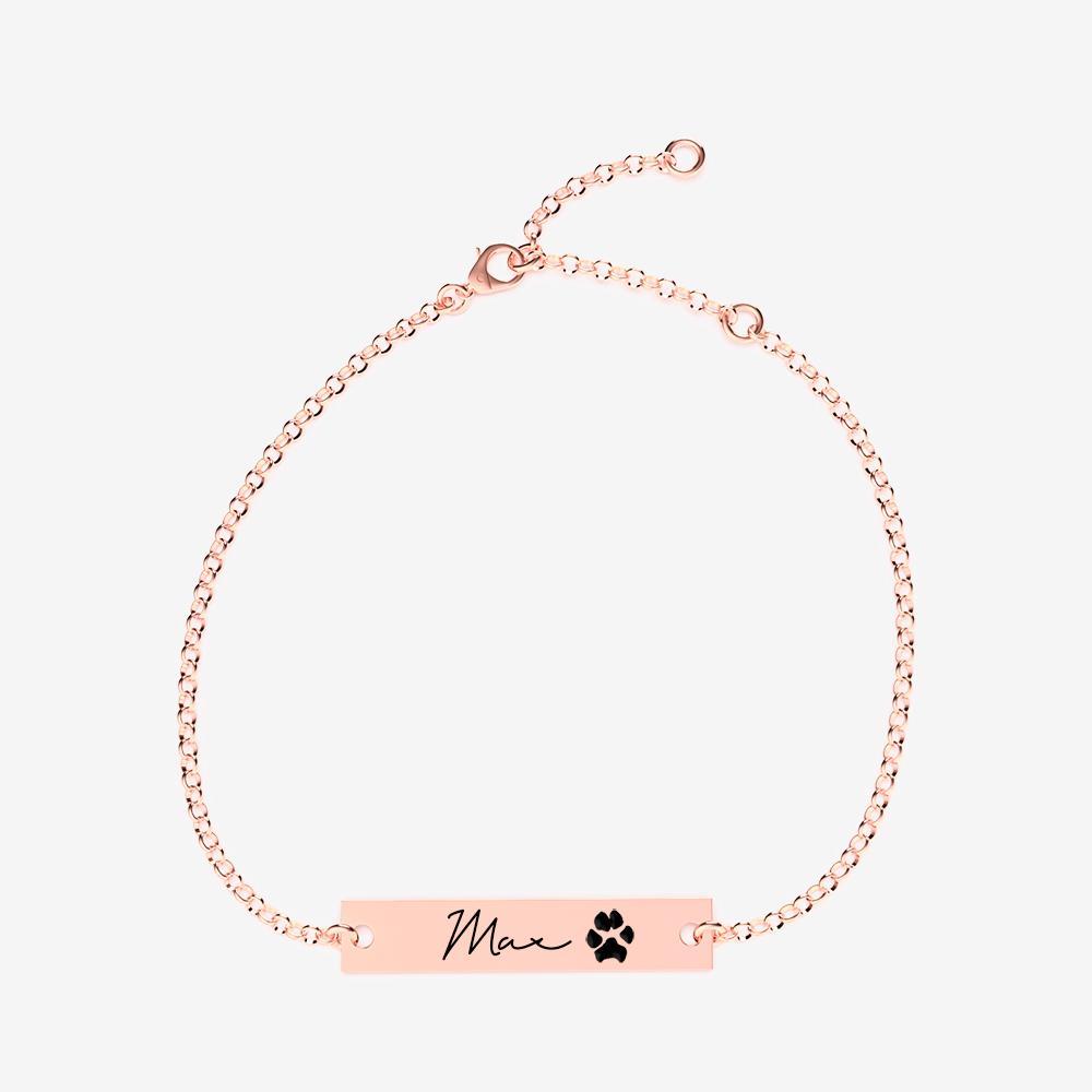 Custom Paw Bar Bracelet Bracelet Custom Paw Jewelry 18K Rose Gold Vermeil 6''/15.2cm