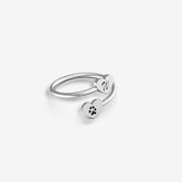 Custom Paw Double Heart Ring Ring Custom Paw Jewelry Sterling Silver US 3.5