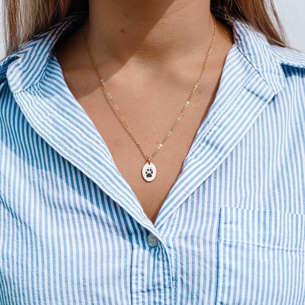 Custom Paw Oval Necklace Necklace Custom Paw Jewelry