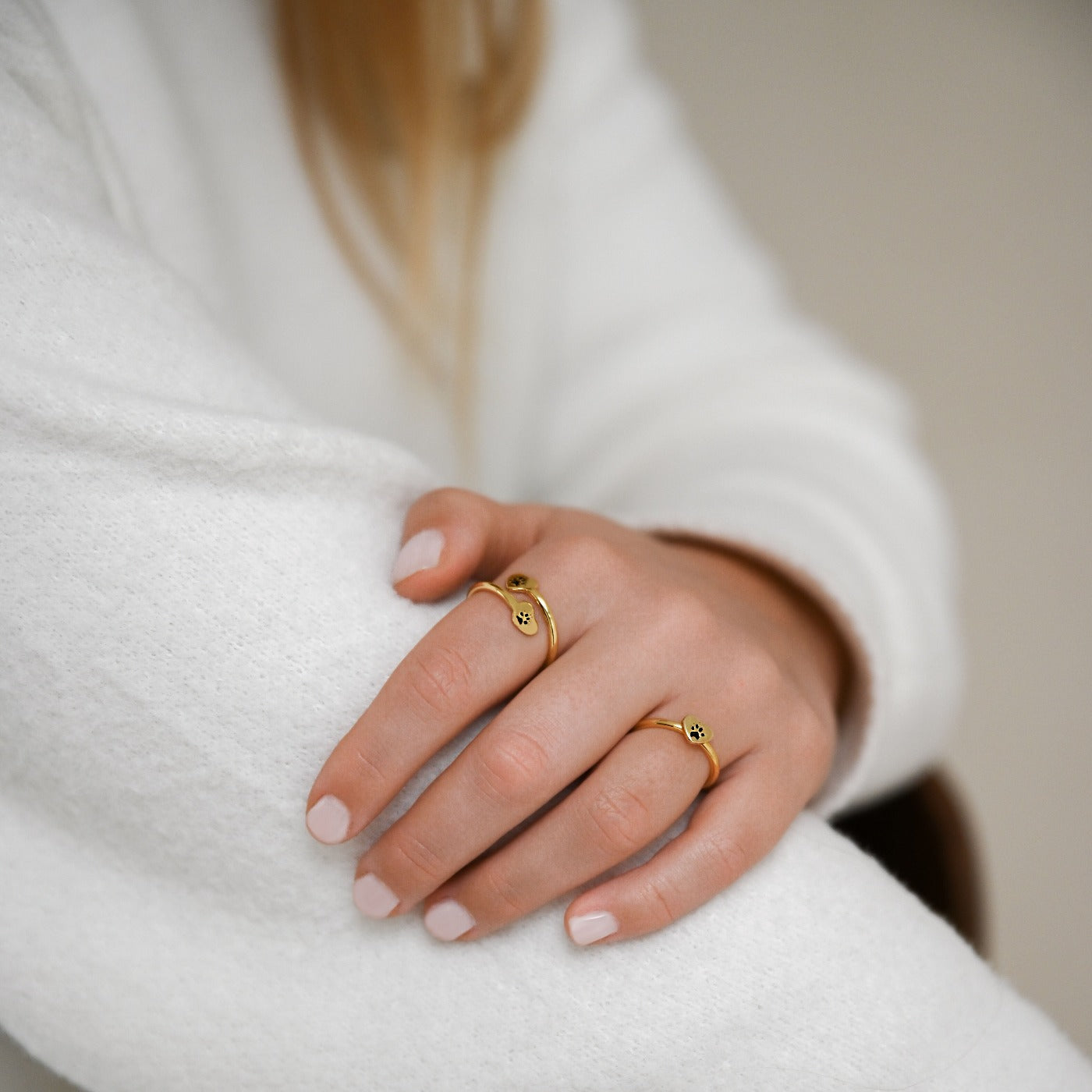 Custom Paw Double Heart Ring