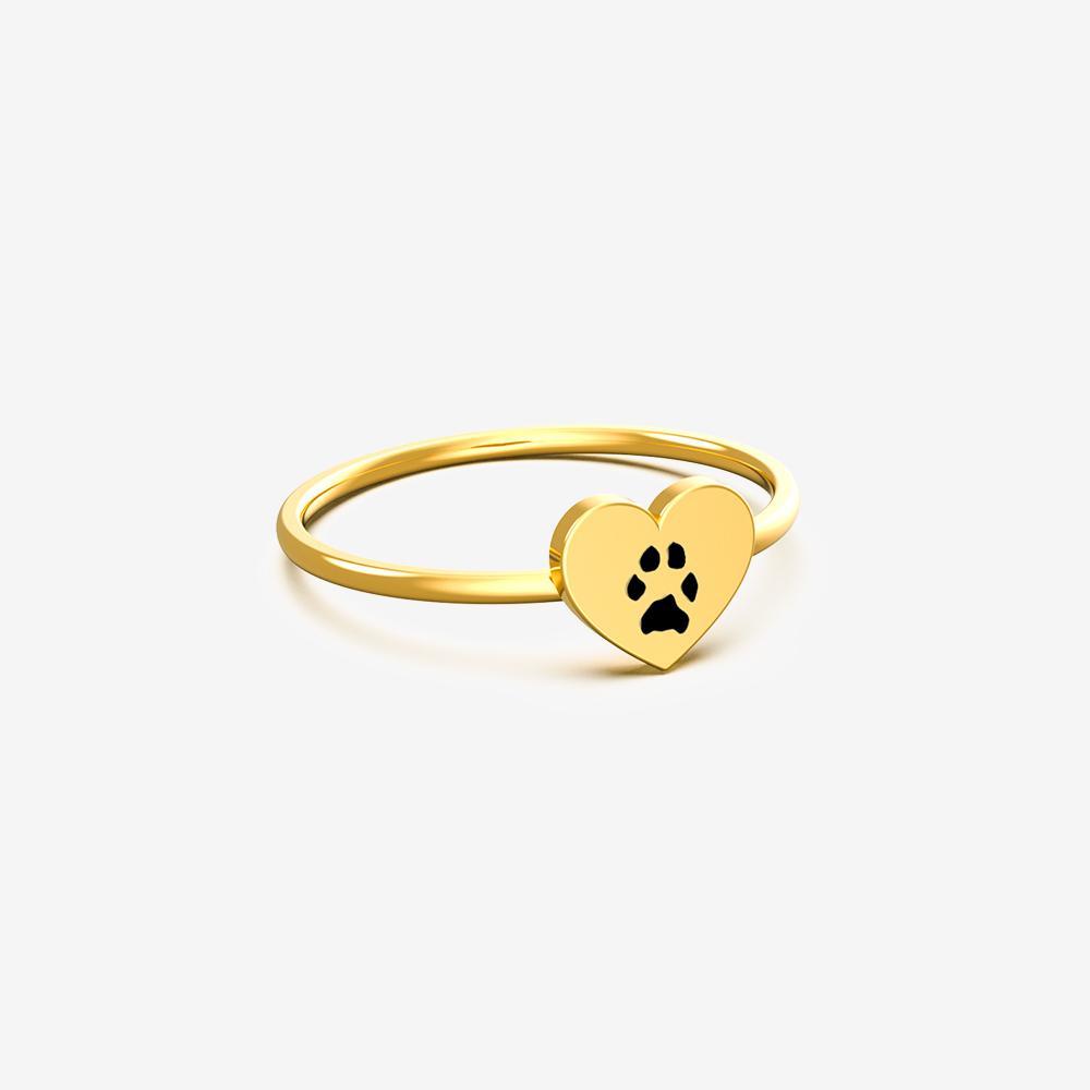 Custom Paw Heart Ring Ring Custom Paw Jewelry 18K Gold Vermeil US 3.5