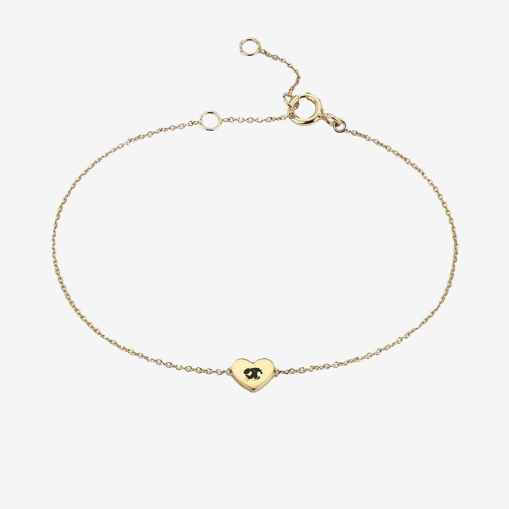 Double-Sided Custom Paw Heart Bracelet Bracelet Custom Paw Jewelry 18K Gold Vermeil 6mm 6''/15.2cm