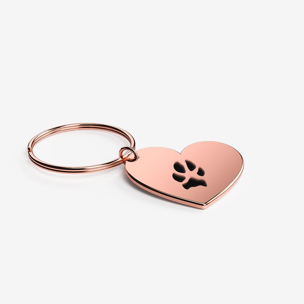 Custom Paw Heart Keychain Keychain Custom Paw Jewelry 18K Rose Gold Vermeil 1 