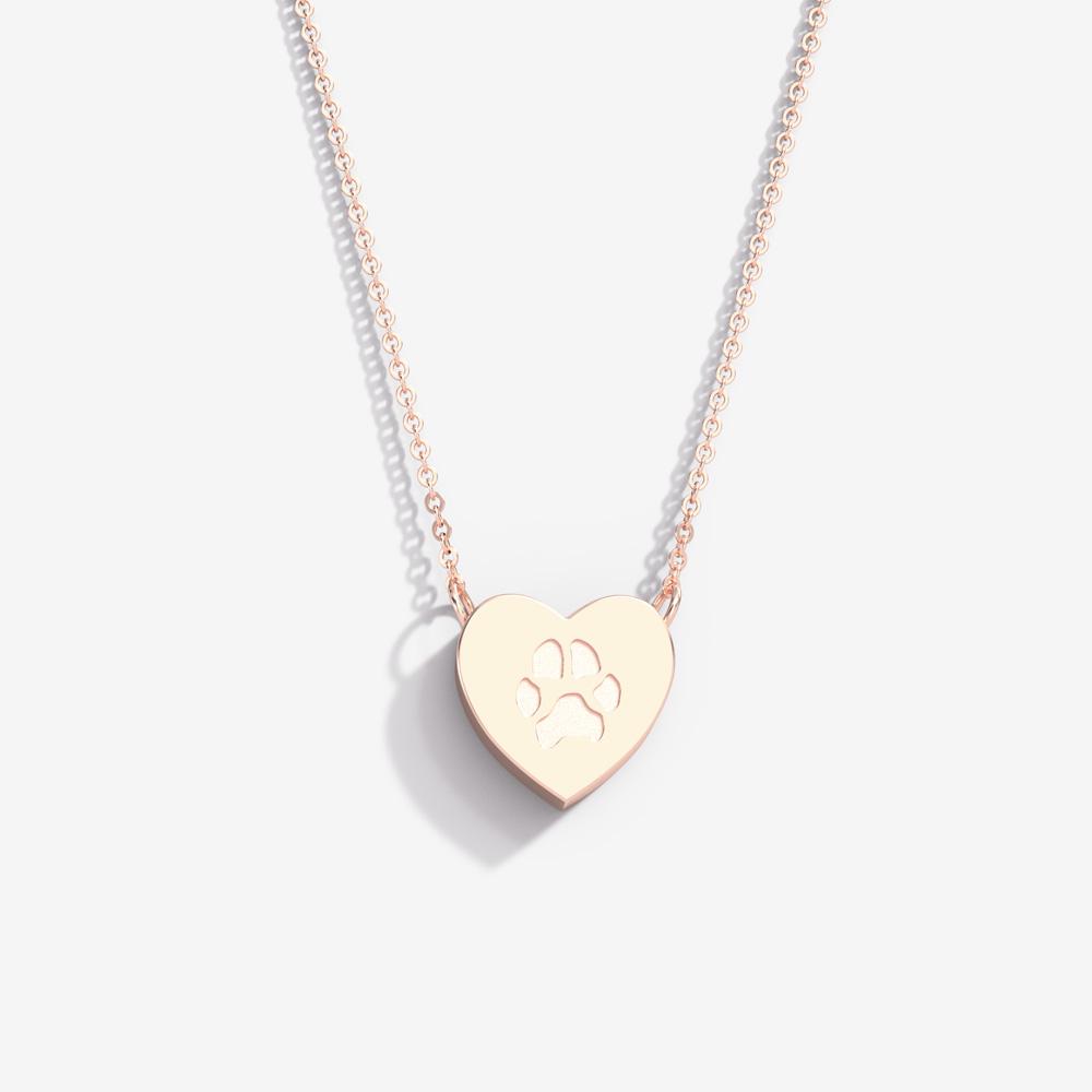 Custom Paw Fixed Heart Necklace