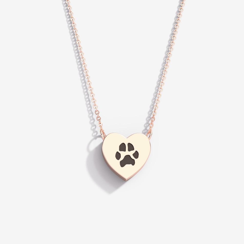 Double-Sided Custom Paw Fixed Heart Necklace