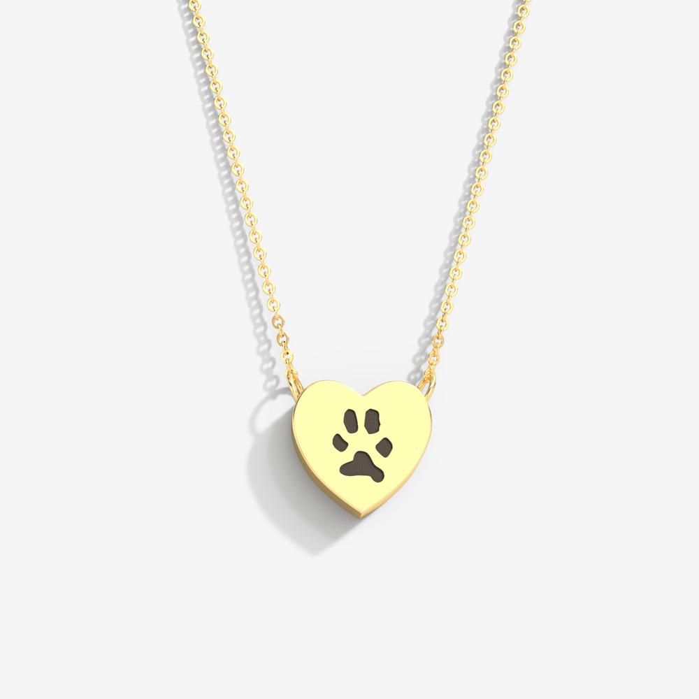 Custom Paw Fixed Heart Necklace