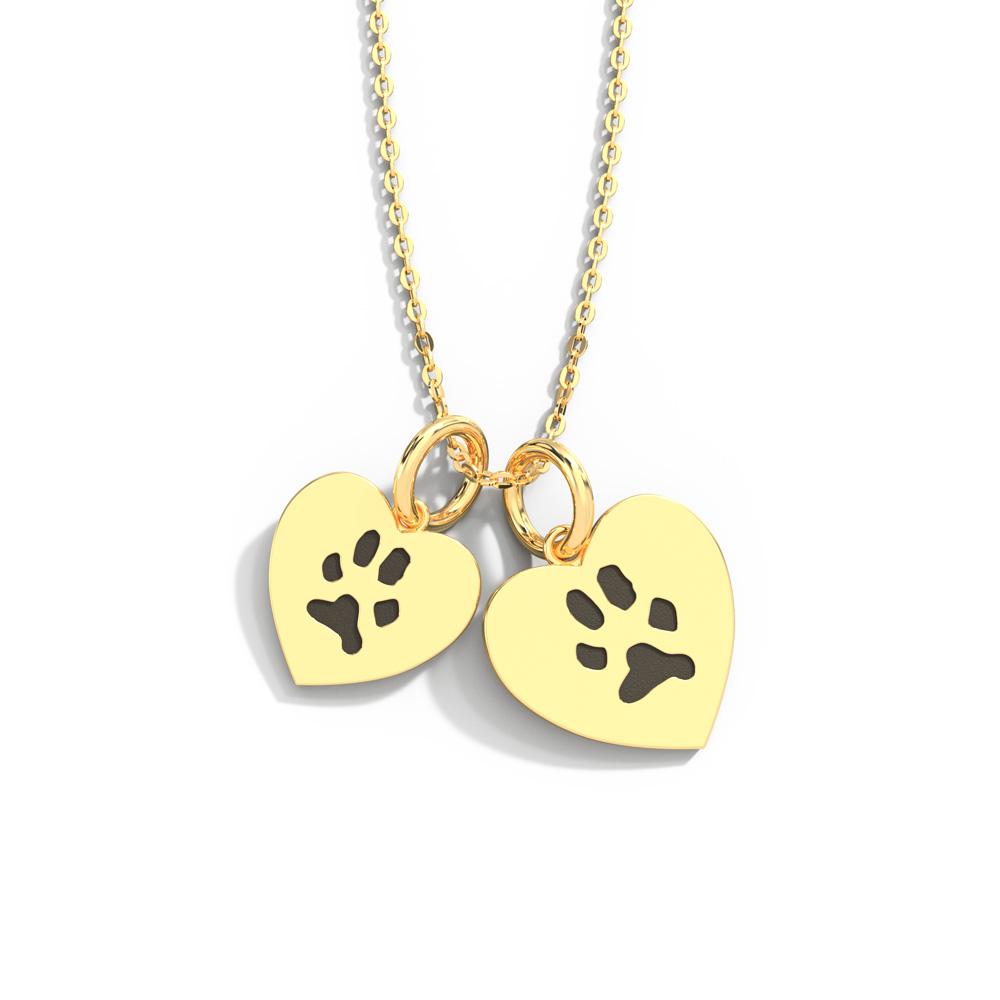 Double-Sided Custom Paw Heart Necklace