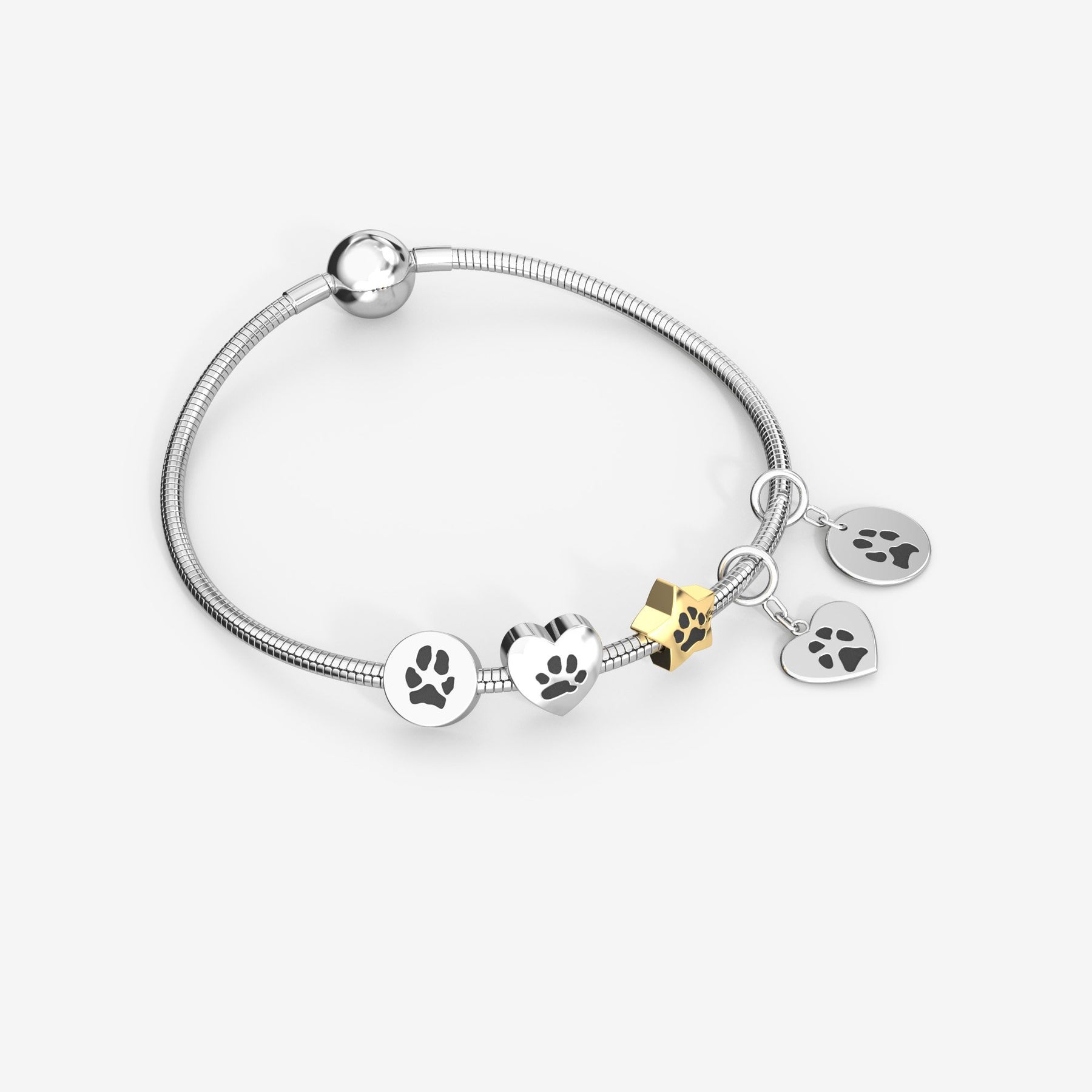 Custom Paw Heart Charm for Pandora