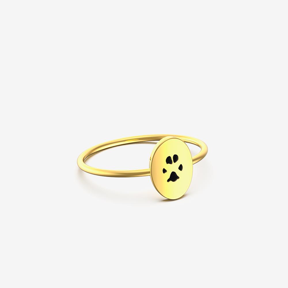 Custom Paw Oval Ring Ring Custom Paw Jewelry 18K Gold Vermeil US 3.5
