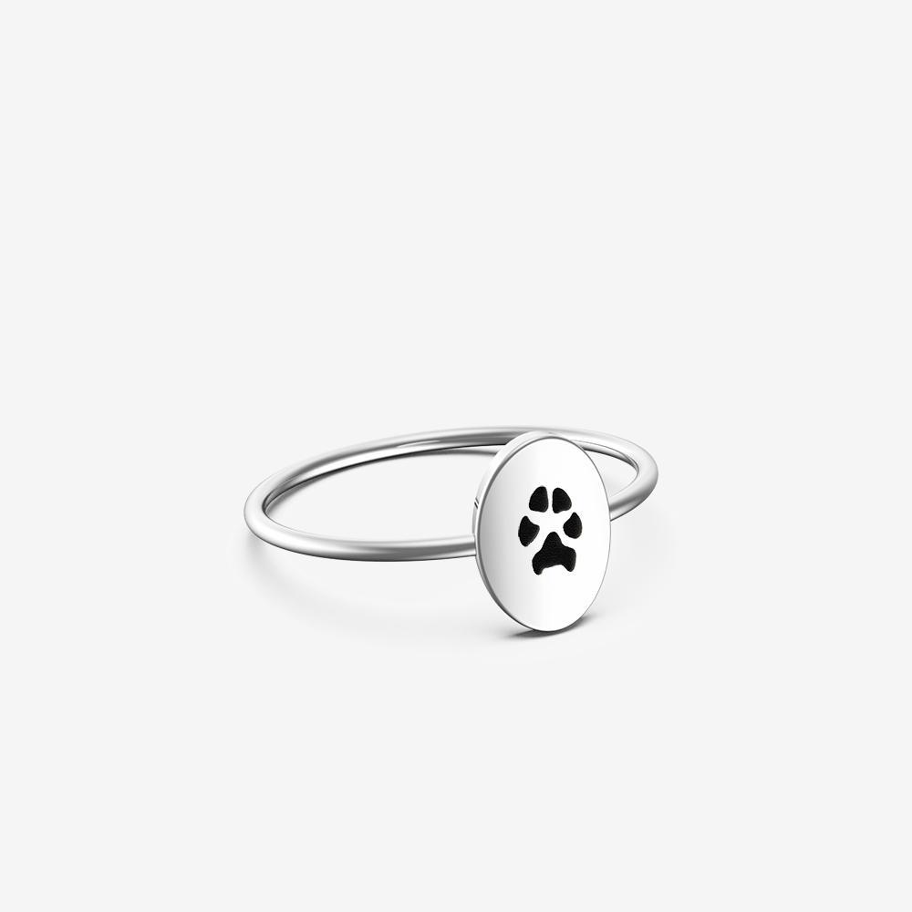 Custom Paw Oval Ring Ring Custom Paw Jewelry Sterling Silver US 3.5