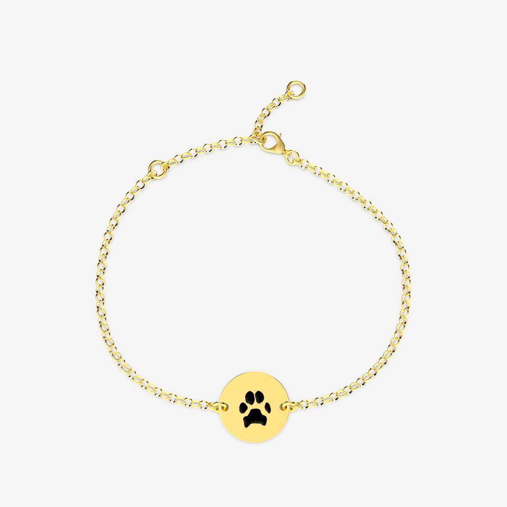 Double-Sided Custom Paw Bracelet Bracelet Custom Paw Jewelry 18K Gold Vermeil 9.5mm 6''/15.2cm