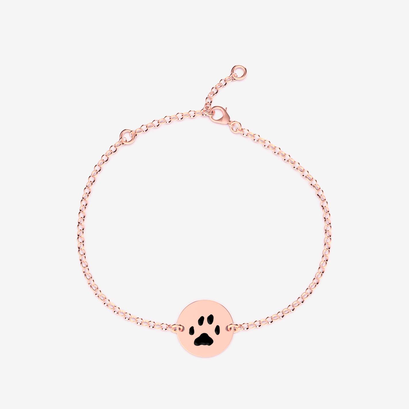 Double-Sided Custom Paw Bracelet Bracelet Custom Paw Jewelry 18K Rose Gold Vermeil 9.5mm 6''/15.2cm