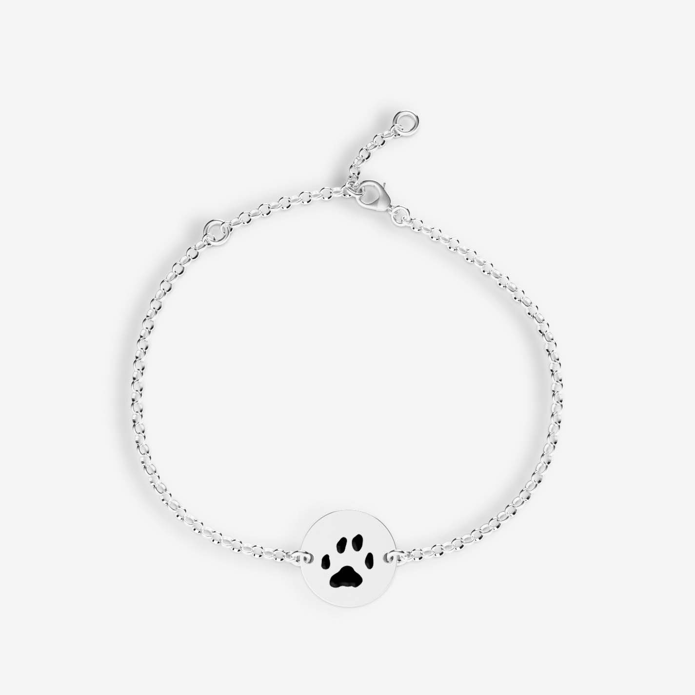 Double-Sided Custom Paw Bracelet Bracelet Custom Paw Jewelry Sterling Silver 9.5mm 6''/15.2cm