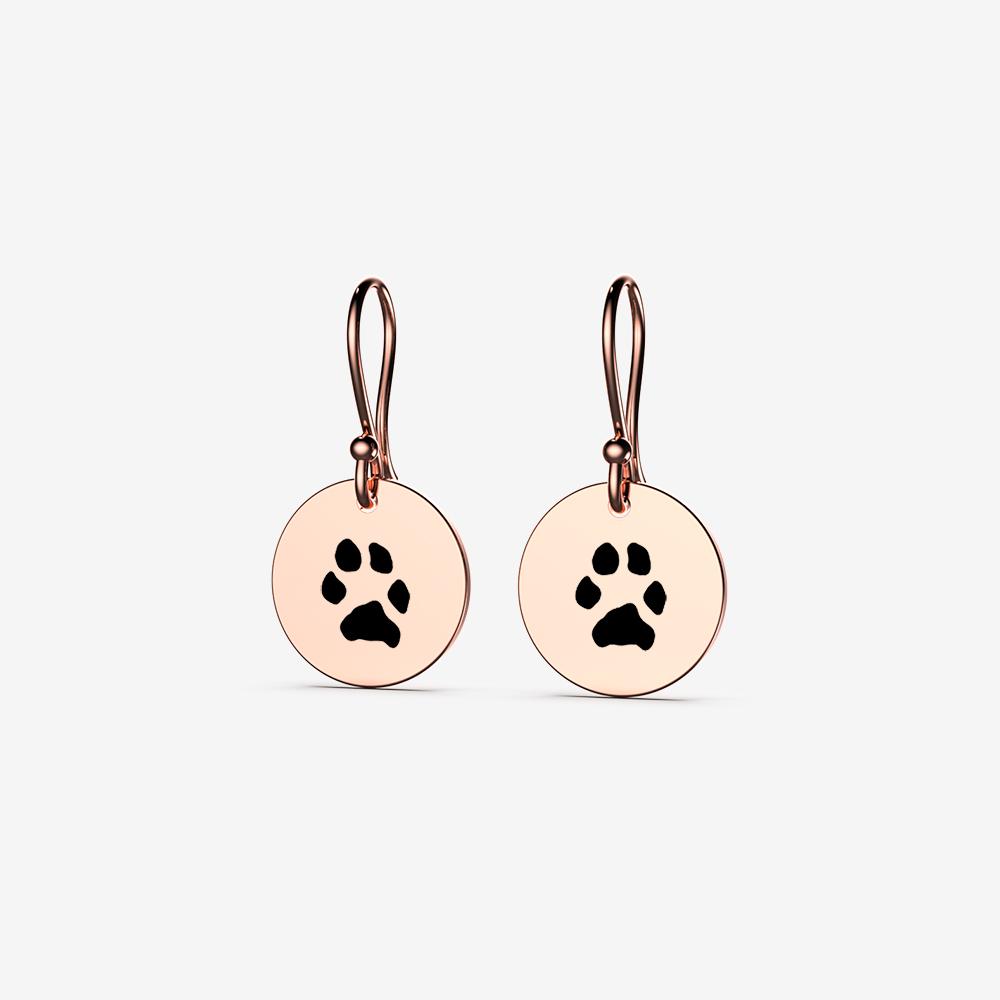 Custom Paw Hanging Earrings Earrings Custom Paw Jewelry 18K Rose Gold Vermeil