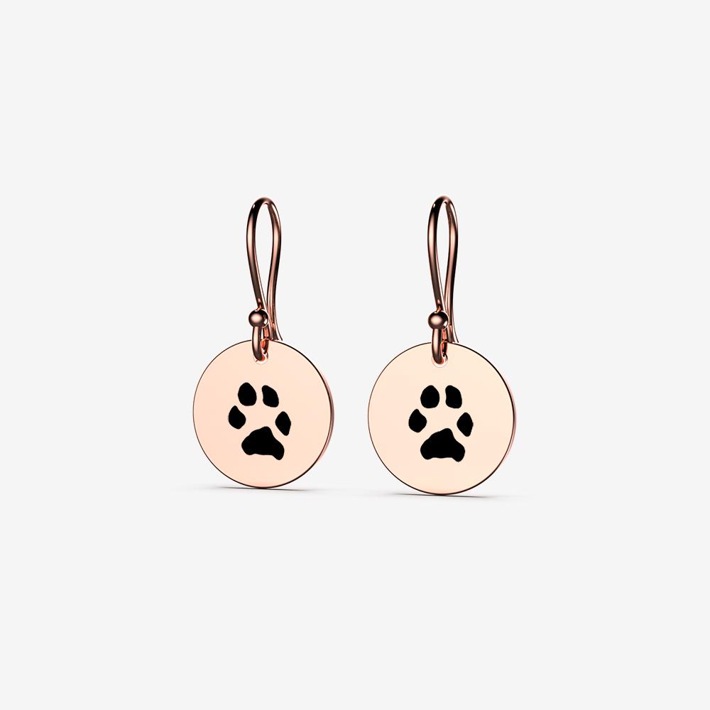 Custom Paw Hanging Earrings Earrings Custom Paw Jewelry 18K Rose Gold Vermeil 