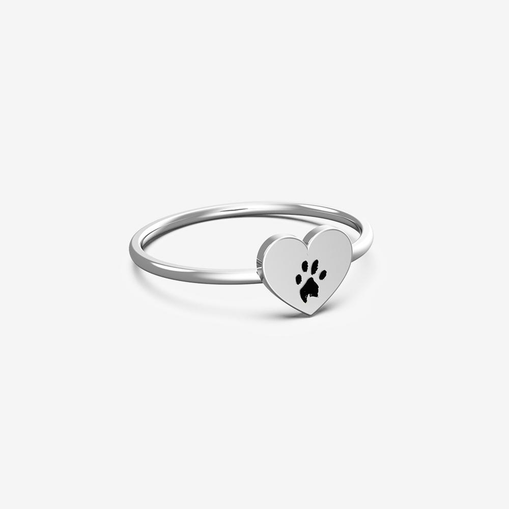 Custom Paw Heart Ring Ring Custom Paw Jewelry Sterling Silver US 3.5