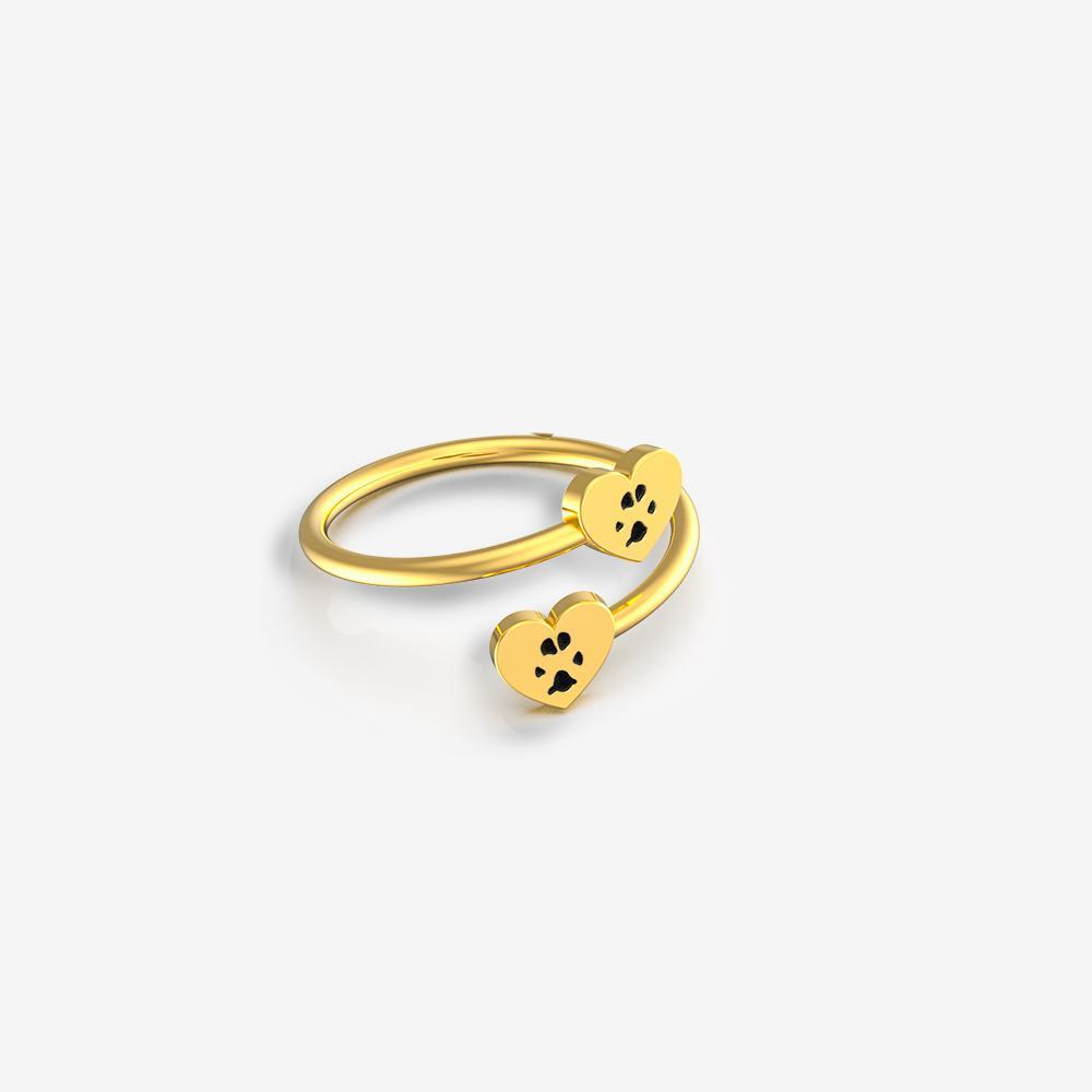 Custom Paw Double Heart Ring Ring Custom Paw Jewelry 18K Gold Vermeil US 3.5