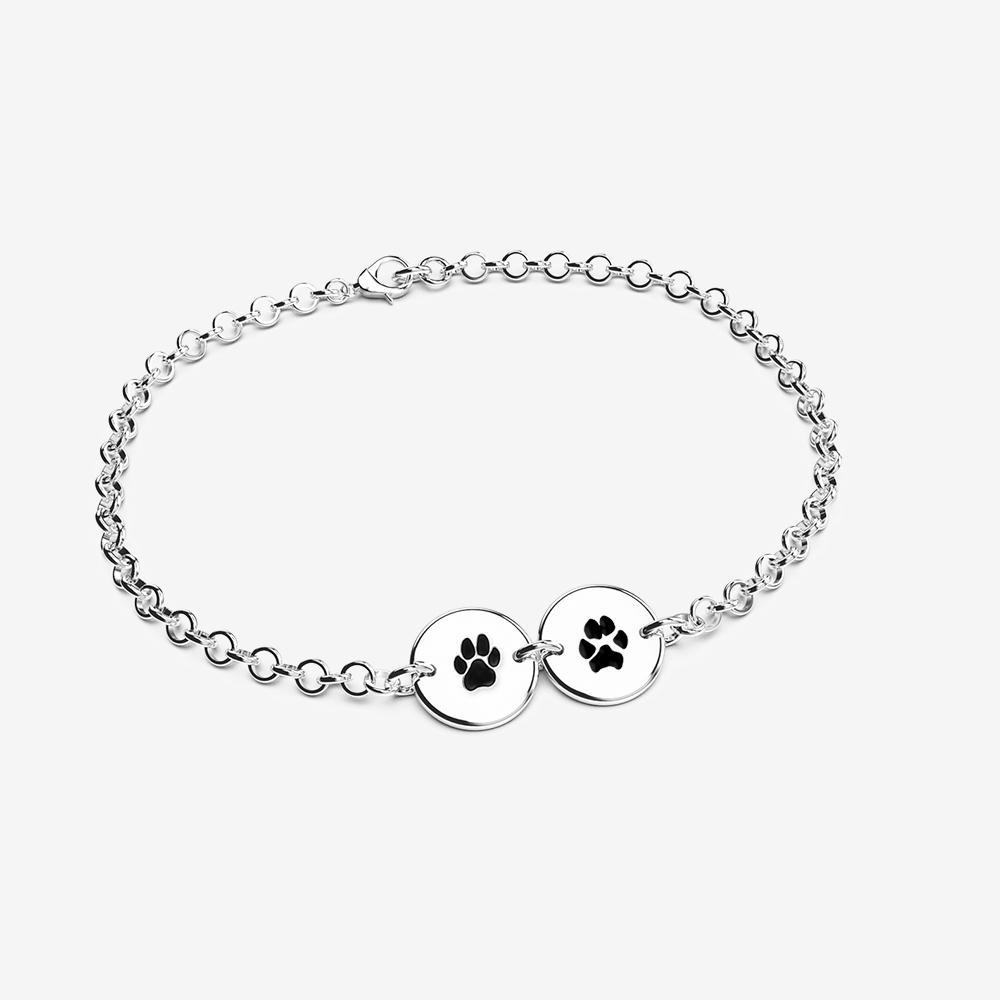 Custom Paw Bracelet Multiple Pendants Bracelet Custom Paw Jewelry Sterling Silver 9.5mm / 2 Pendants 6''/15.2cm