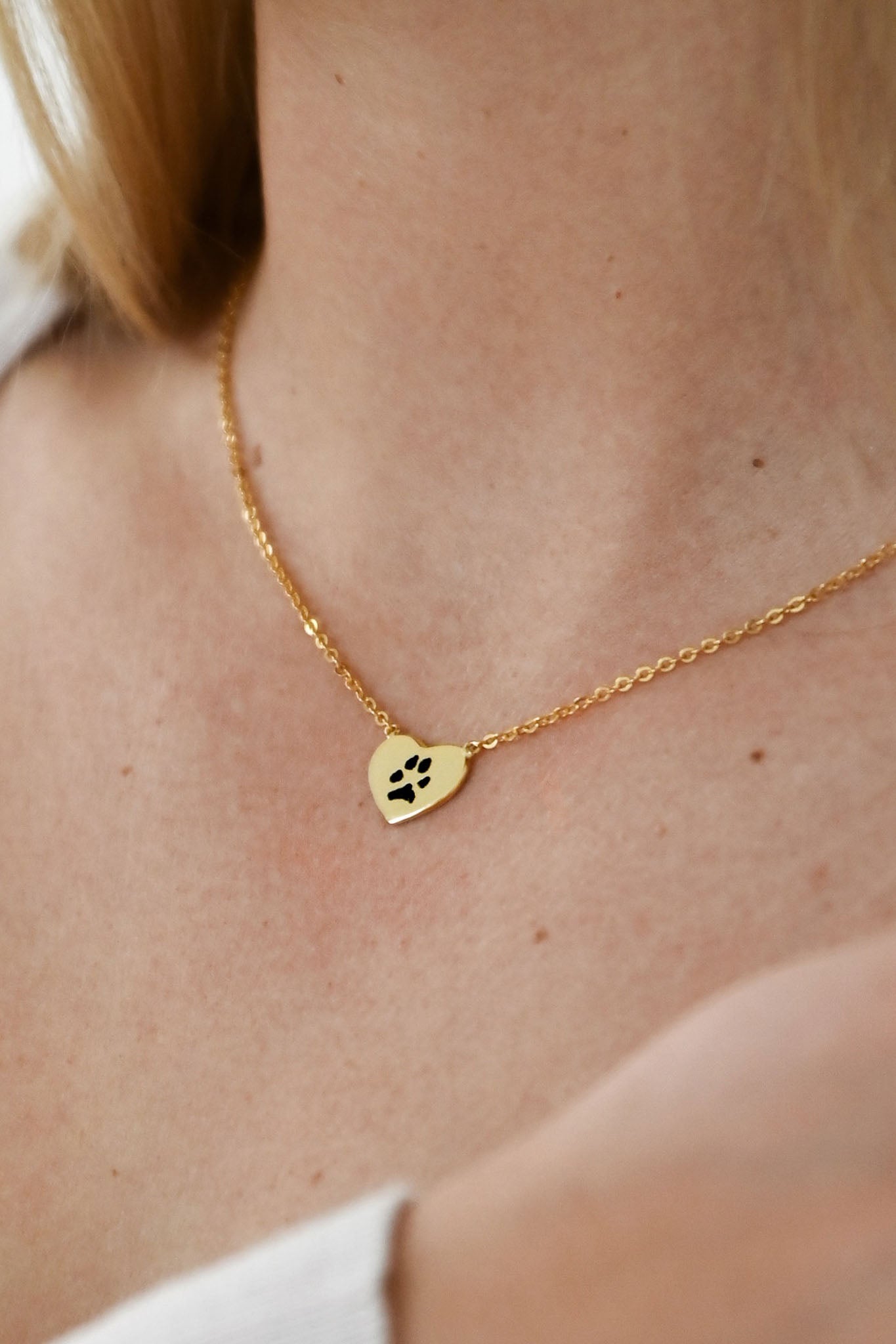 Double-Sided Custom Paw Fixed Heart Necklace