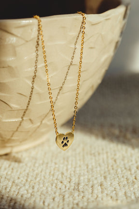 Double-Sided Custom Paw Fixed Heart Necklace