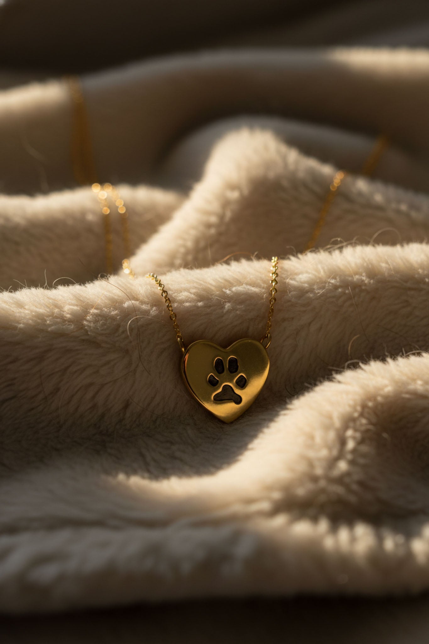 Double-Sided Custom Paw Fixed Heart Necklace