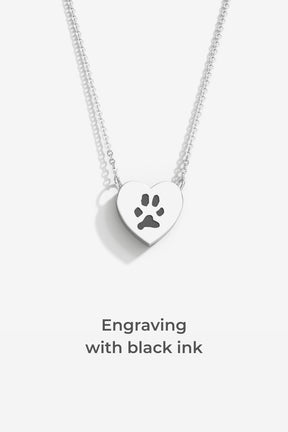 Double-Sided Custom Paw Fixed Heart Necklace