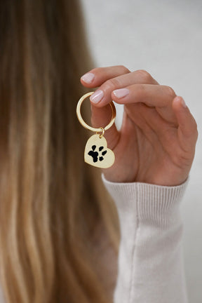 Custom Paw Heart Keychain