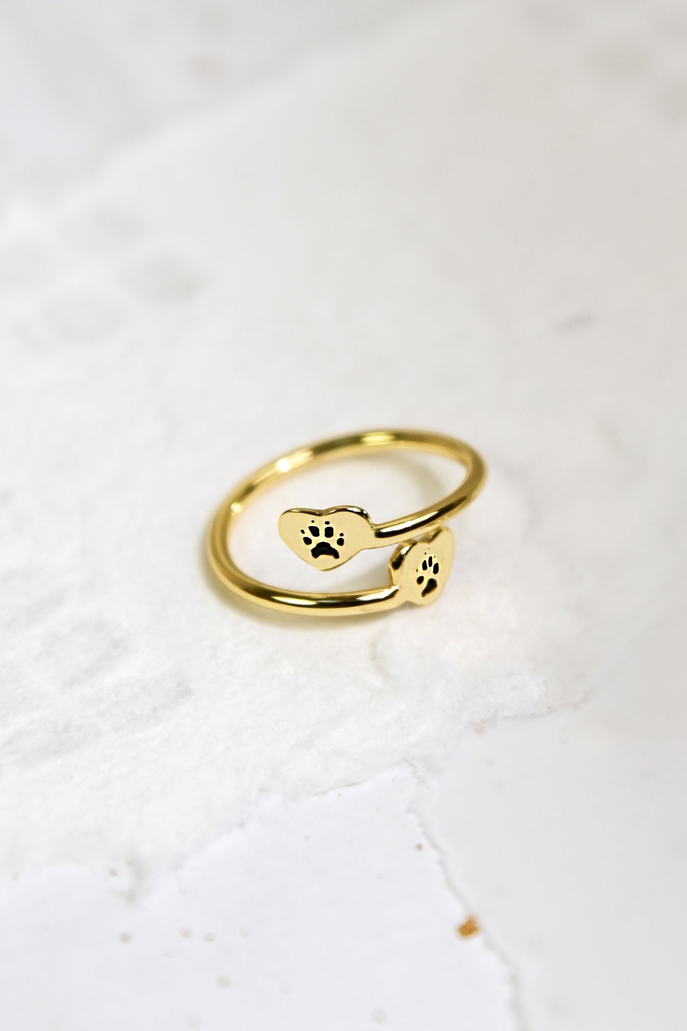 Custom Paw Double Heart Ring