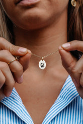 Custom Paw Oval Necklace