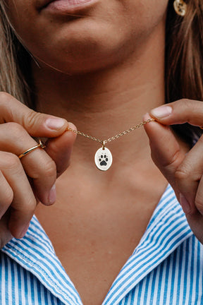 Custom Paw Oval Necklace