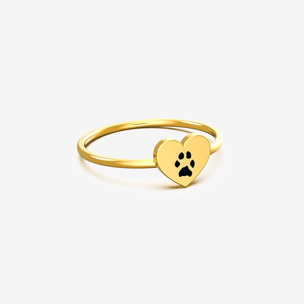 Custom Paw Heart Ring Ring Custom Paw Jewelry 18K Gold Vermeil US 3.5 