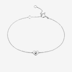 Custom Paw Heart Anklet Anklet Custom Paw Jewelry Sterling Silver 8''/20.3cm 
