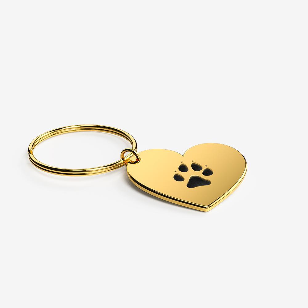 Custom Paw Heart Keychain Keychain Custom Paw Jewelry 18K Gold Vermeil 1 