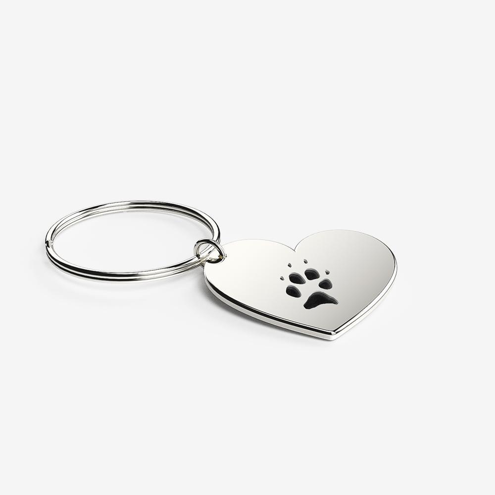 Custom Paw Heart Keychain Keychain Custom Paw Jewelry Sterling Silver 1 