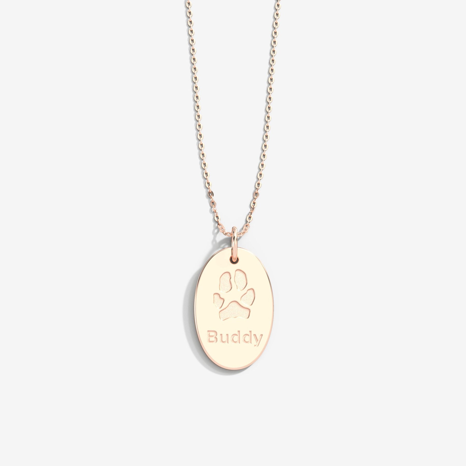 Double-Sided Custom Paw Oval Necklace