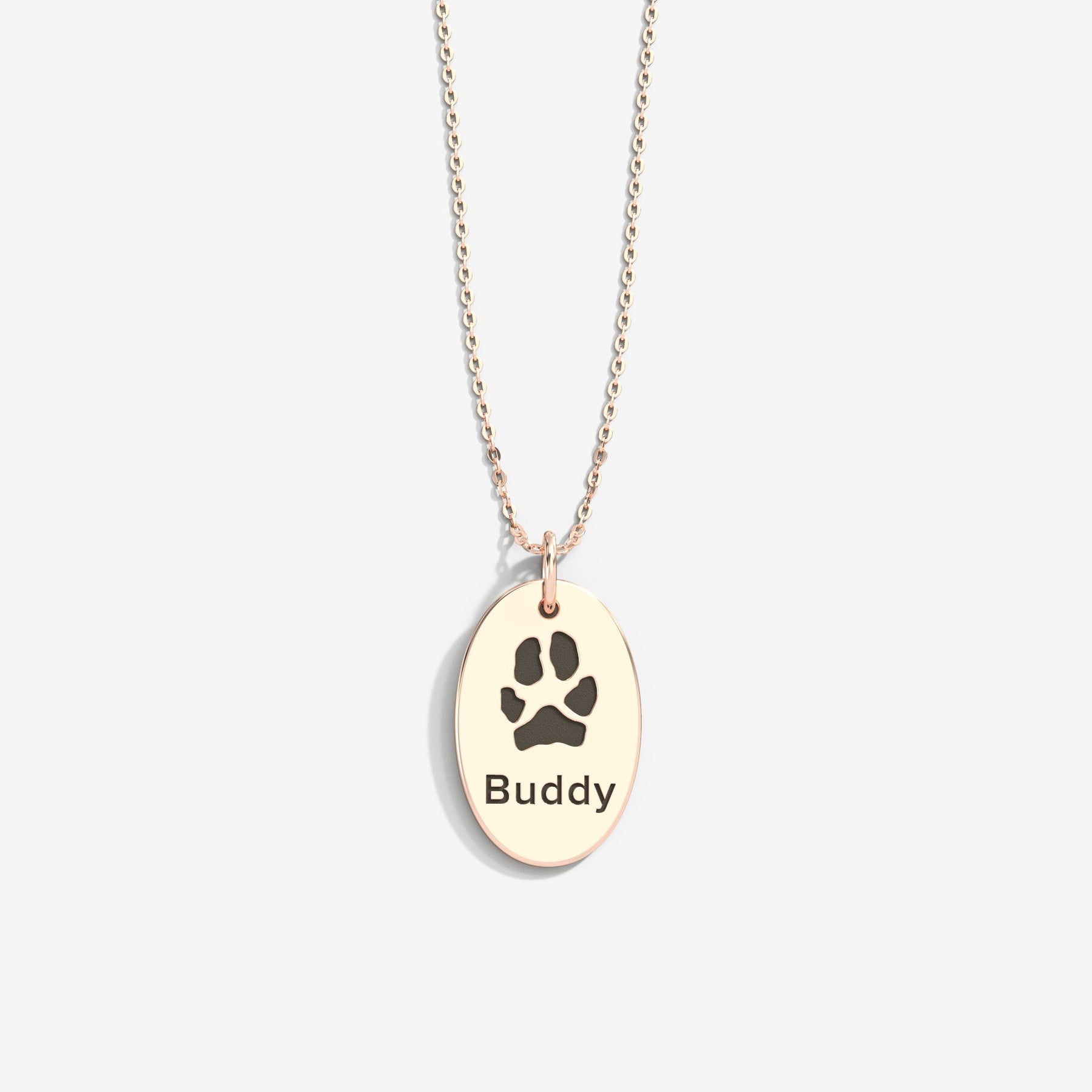 Double-Sided Custom Paw Oval Necklace