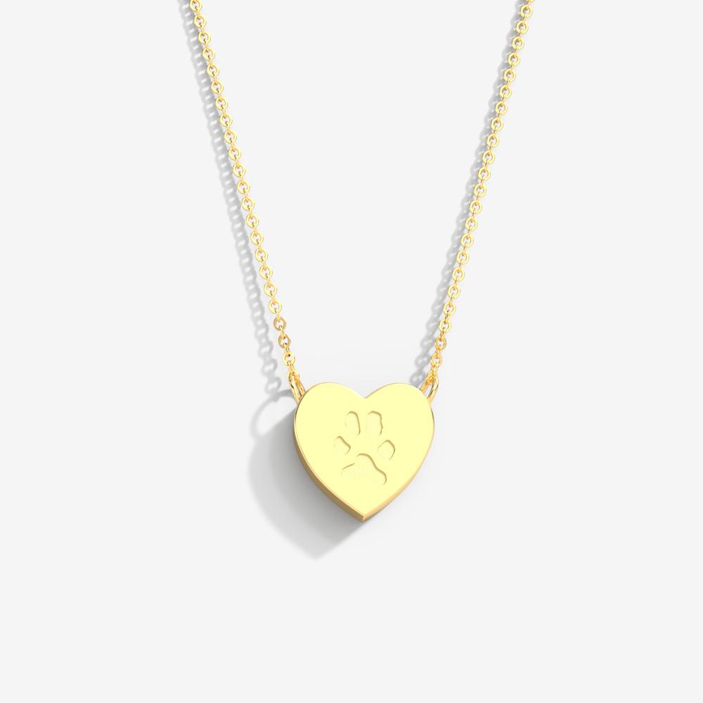 Double-Sided Custom Paw Fixed Heart Necklace
