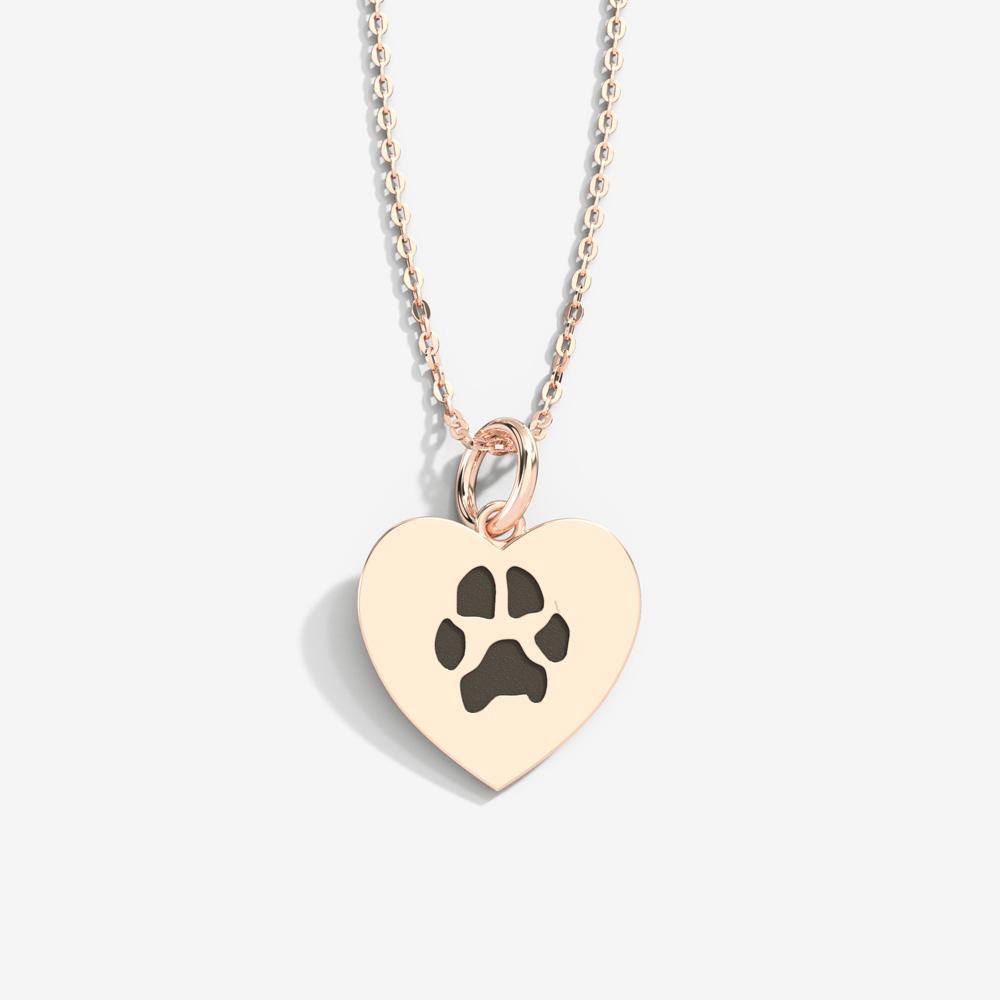 Double-Sided Custom Paw Heart Necklace