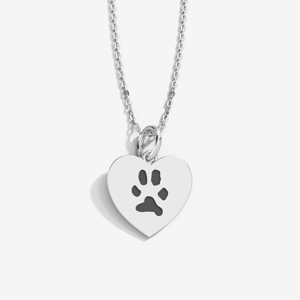Sterling Silver Dog Paw Print on Heart Pendant Necklace – Jamies Horse  Jewelry