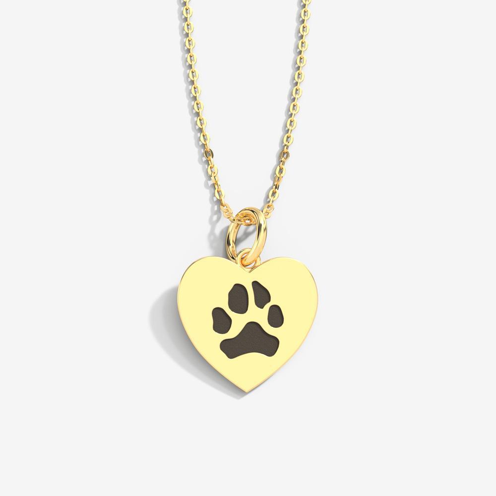 Heart Pawprint Necklace with Gemstone – Jak Figler Designs
